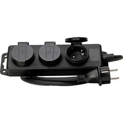 Kopp 223003044 Elosztó kapcsoló nélkül 3 részes Fekete Védőérintkezős 1 db (223003044)