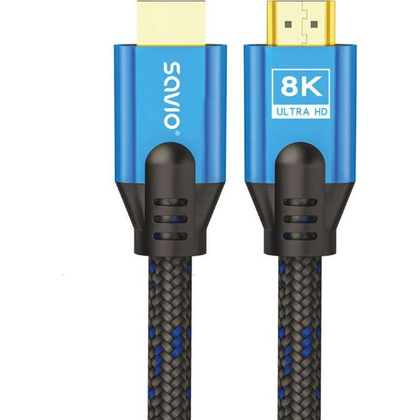 Cable Hdmi (m) V2.1, 5m, 8k, Cobre, Azul-negro, Puntas Doradas, Savio Cl-169