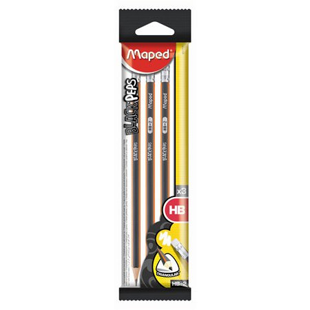 Maped Black'Peps Háromszögletű HB Grafitceruza radírral (3 db) (851711)