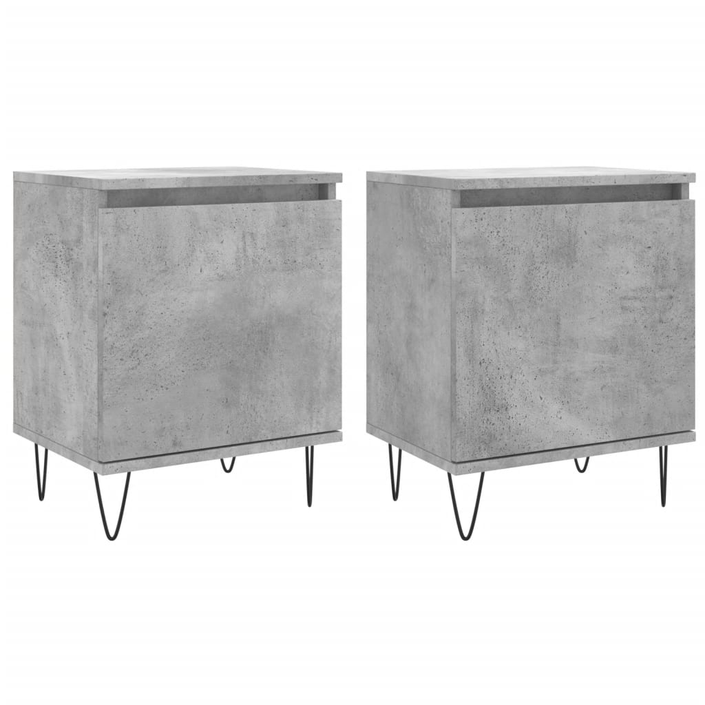 2 db betonszürke szerelt fa éjjeliszekrény 40x30x50 cm (826837)