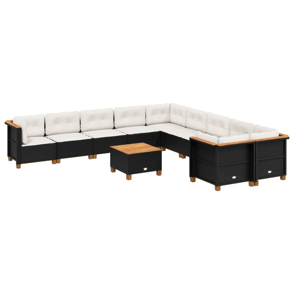 11 részes fekete polyrattan kerti ülőgarnitúra párnákkal (3262049)