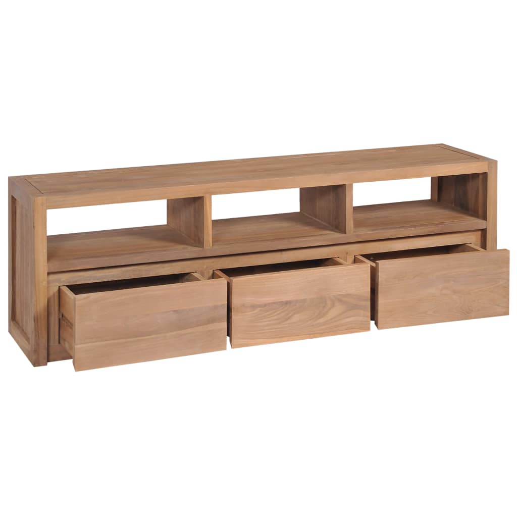 természetes felületű tömör tíkfa TV-szekrény 120 x 30 x 40 cm (246950)