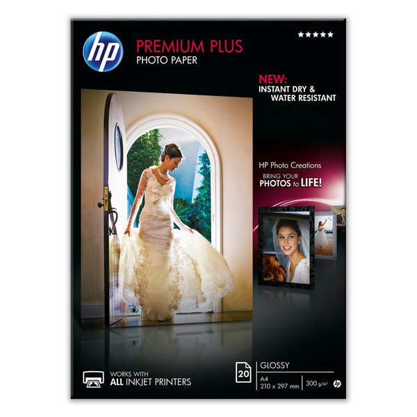 HP Premium Plus Photo Paper, Glossy, 300 g/m2, A4 (210 x 297 mm), 20 sheets фотохартия Лъскав
