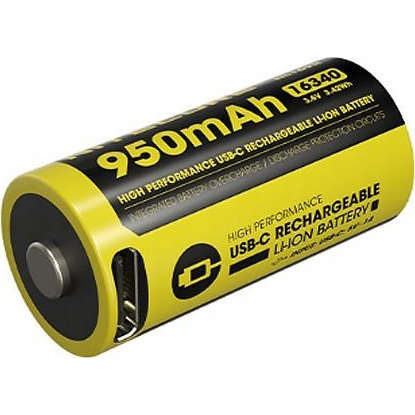 Nitecore Kellék Akkumulátor, 16340 RCR123 NL169R USB-C tölthető 950mAh 3,6V B1 (NITNL169R)