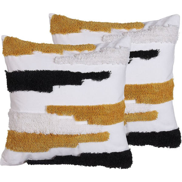 Conjunto De 2 Cojines Decorativos Multicolor Estructura Irregular Cuadrado 45 X 45 Cm Accesorios De Decoración Moderna Monarda - Multicolor