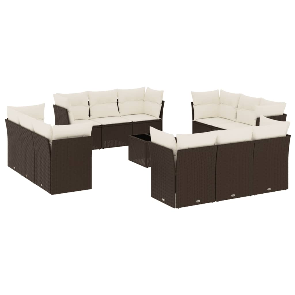 13 részes barna polyrattan kerti ülőgarnitúra párnákkal (3249182)