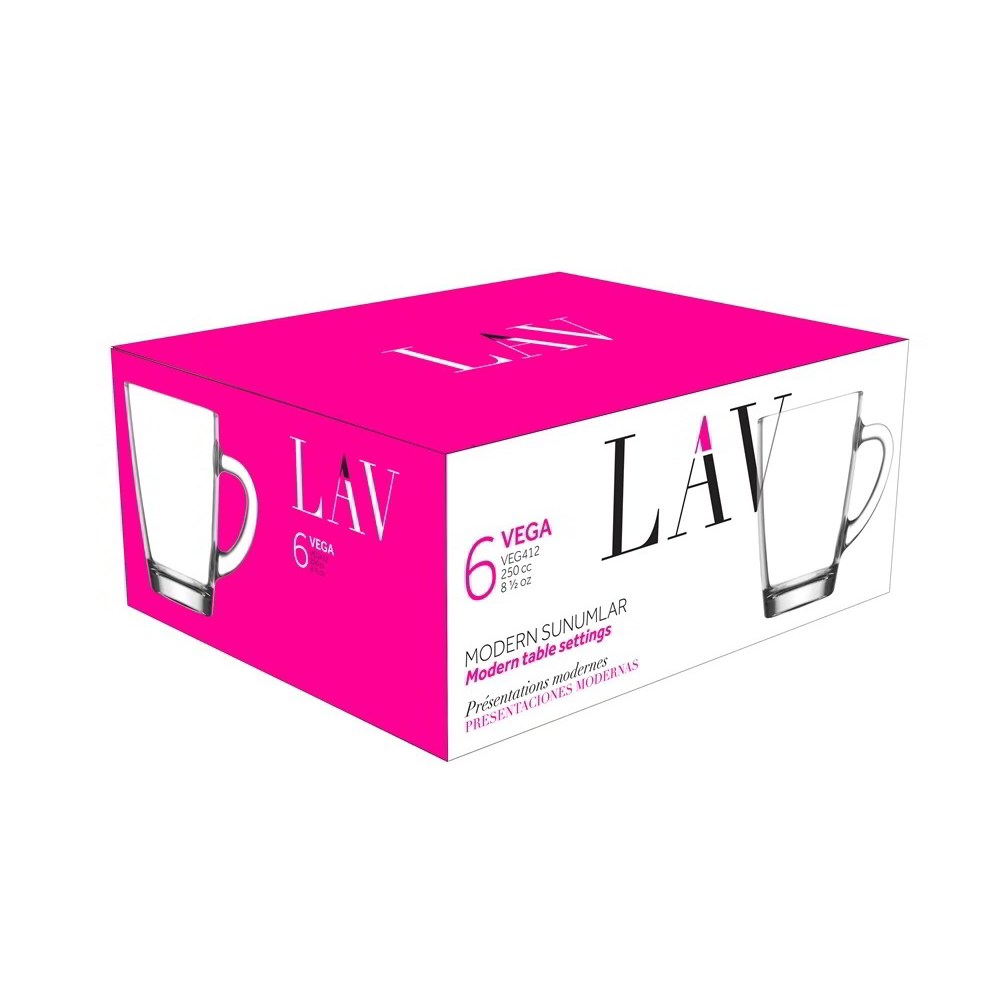 LAV Vega Mug 250ml Forró italos üveg bögre szett 6 darabos (LV-VEG412F)