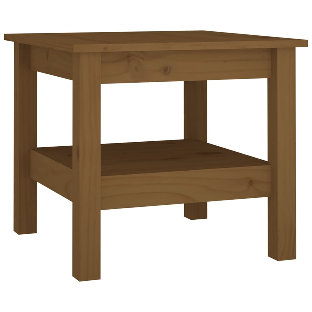 mézbarna tömör fenyőfa dohányzóasztal 45 x 45 x 40 cm (814267)