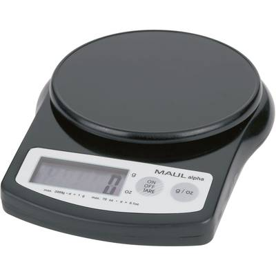 Digitális asztali mérleg, levélmérleg fekete színű 2kg/1g Maul MAULalpha 2000G (16420-90)