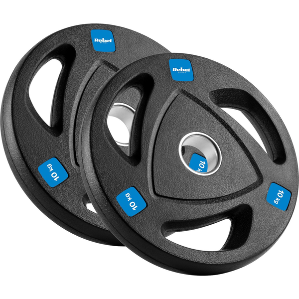 Juego De Pesas De Hierro Fundido Engomado 2x10kg, Agujero Olímpico 51mm, Rebel Active