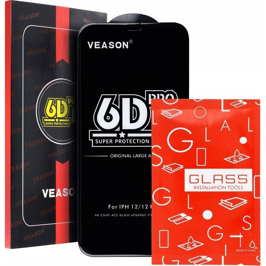 Huawei P30 Lite Előlapi Üvegfólia, Fekete, Hajlított, 0.2 mm, 9H, Full Glue, Veason 6D Pro ( )