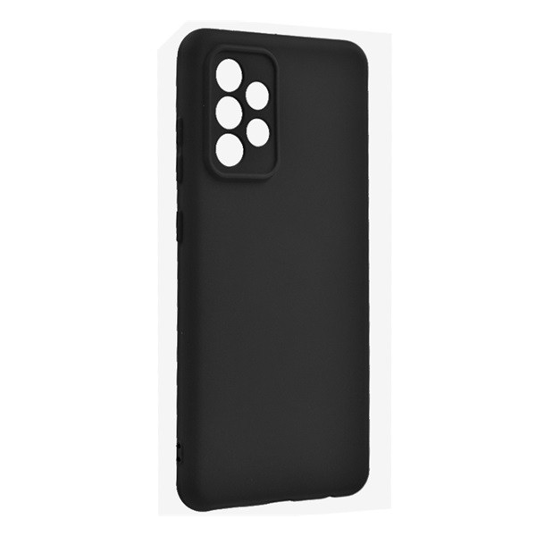 Szilikon telefonvédő (matt, mikrofiber plüss karcolásmentesítő belső, prémium) FEKETE [Samsung Galaxy A52s 5G (SM-A528)]