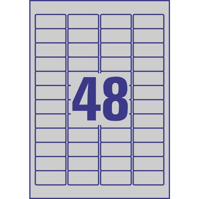 Avery-Zweckform L6009-100 45.7 x 21.2 mm Poliészter fólia Ezüst 4800 db Véglegesen tapadó Típustábla etikett Lézer, Másolat (L6009-100)