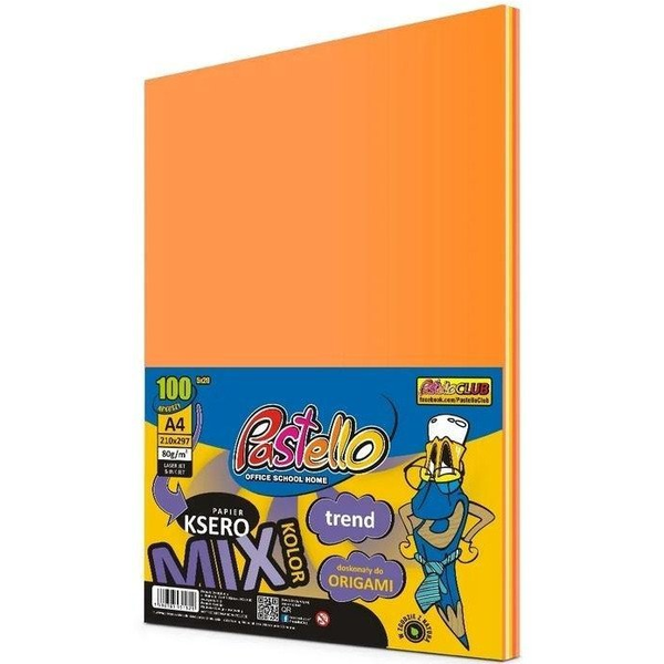 Papier ksero A4 80g 5 kolorów pomarań 100 arkuszy