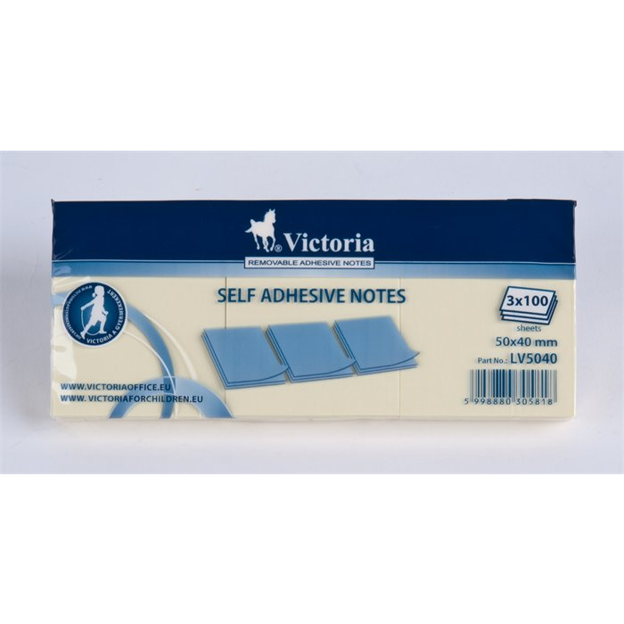 Victoria 50x40 mm Öntapadó jegyzettömb - Sárga (3x100 lap) (01-565301-LV5040-2013)