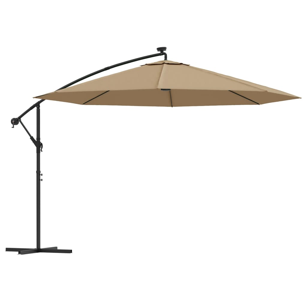 tópszínű konzolos napernyő LED-fényekkel és fémrúddal 350 cm (44526)