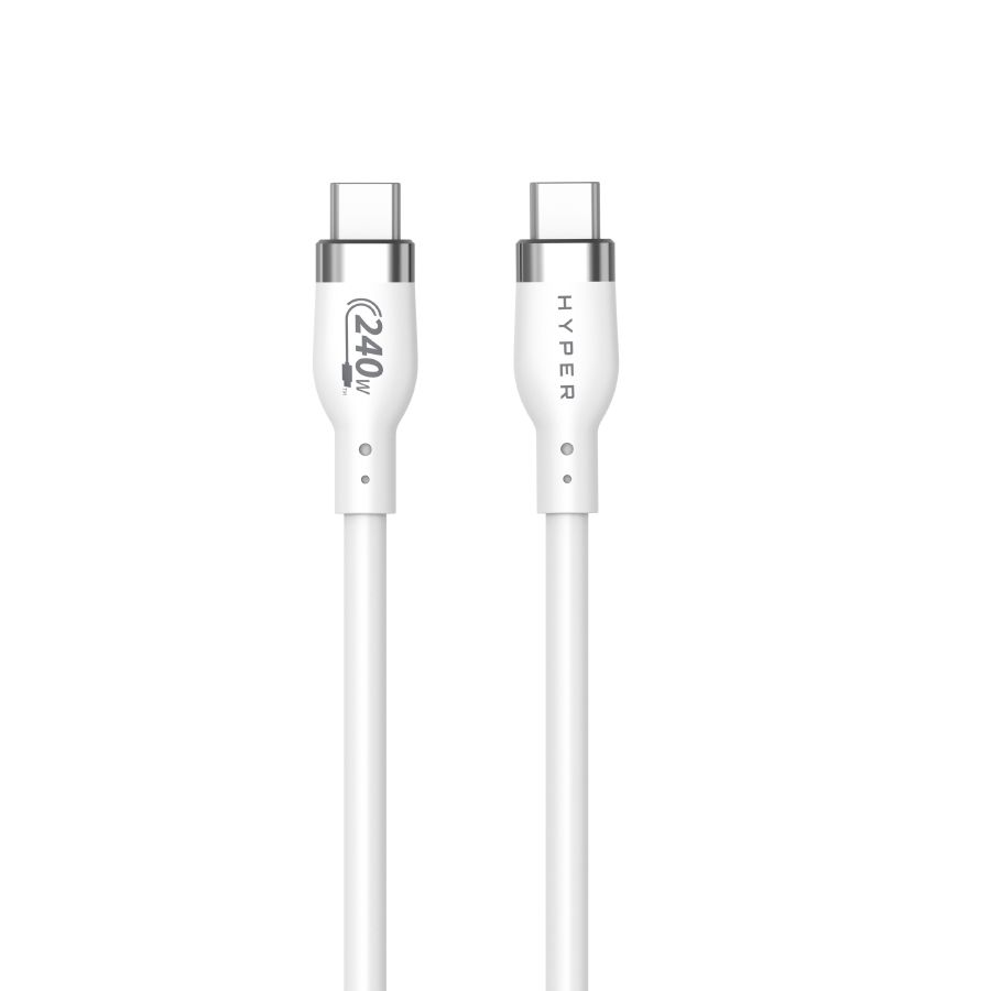 HyperJuice 240W USB-C apa - USB-C apa 2.0 Adat és töltőkábel - Fehér (2m) (HJ4002WHGL)