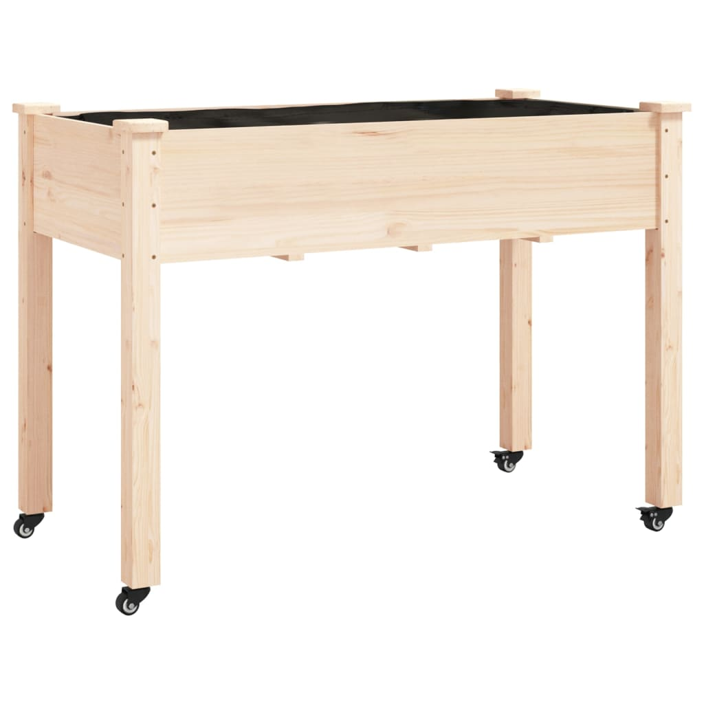 tömör fenyőfa kerekes ültetőláda béléssel 118x59x80 cm (3157826)