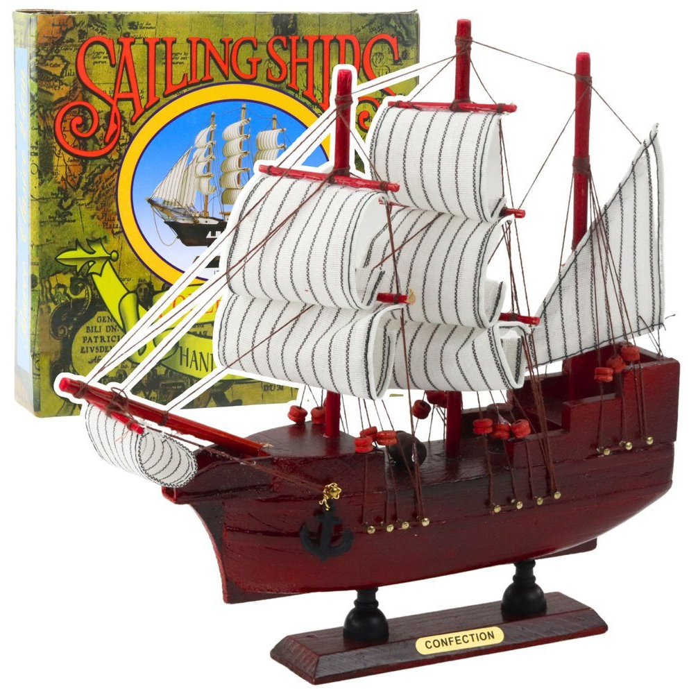 Gyűjthető Dekoratív Vitorláshajó Modell piros 24x23cm  22573