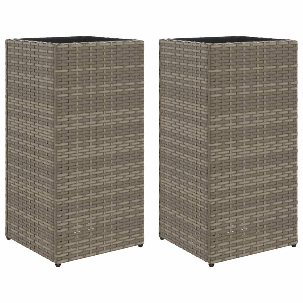 2 db szürke polyrattan kerti ültetőláda 30x30x60 cm (3210518)