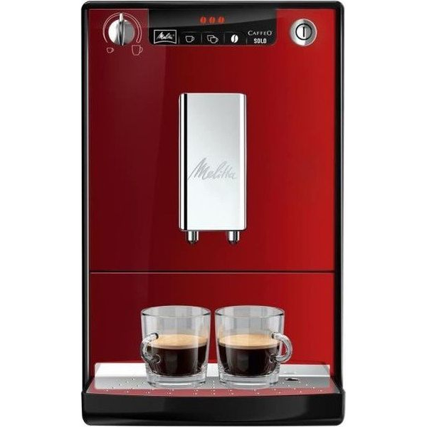 Melitta® Solo Automata eszpresszó kávéfőző, 1400 W, 15 bar, 1.2 l, kávébabtartály, Slim 20 cm, Piros