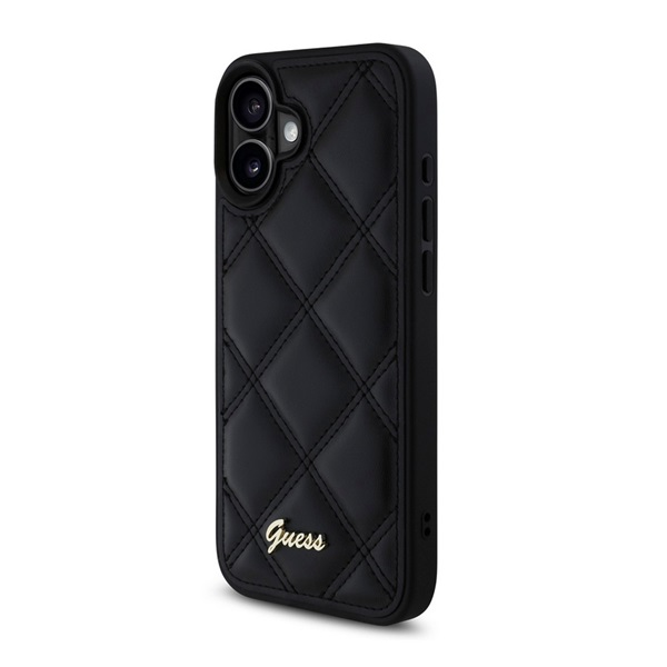 CG MOBILE GUESS PU LEATHER QUILTED szilikon telefonvédő (ütésállóság, bőr hatású hátlap, rombusz) FEKETE Apple iPhone 16 Plus (GUHCP16MPSQSQSK)
