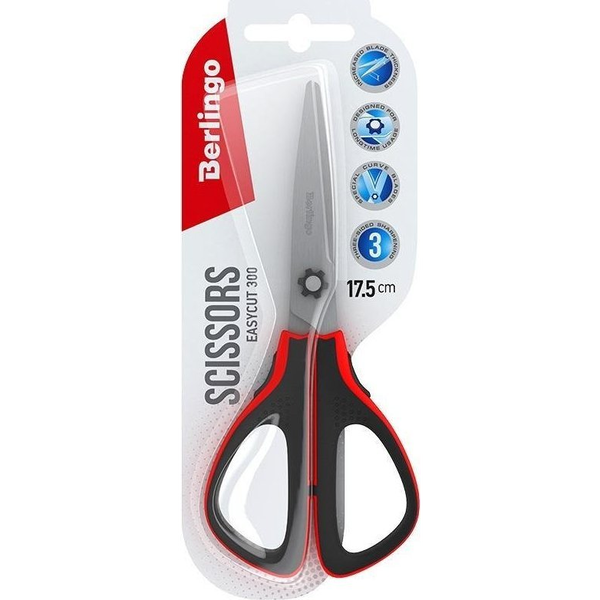 Berlingo Nożyczki Easycut 300 soft grip 17,5cm czerwone