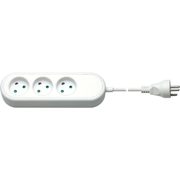Удължител с 3 AC контакта, Goobay, 1,5 м, бял