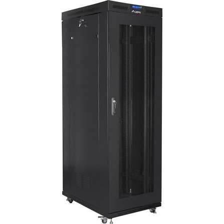 Lanberg 19" szabadon álló rack szekrény 37U/800X1000 perforált ajtó, lapraszerelt, LCD kijelző, fekete V2