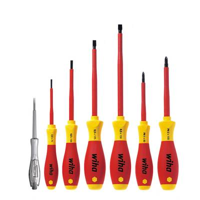 VDE szigetelt villanyszerelő csavarhúzó készlet fázisceruzával, 7 részes Wiha SoftFinish 00834