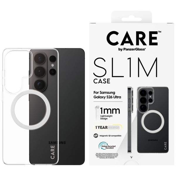 PanzerGlass CARE™ by ® SL1M Case Transparent w. Qi Samsung Galaxy S26 Ultra custodia per cellulare 17,5 cm (6.9")