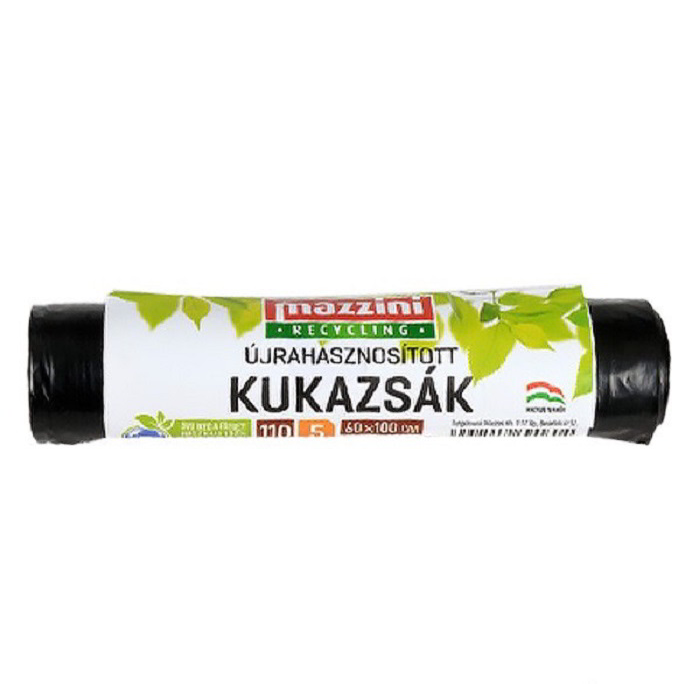 Mazzini Újrahasznosított szemeteszsák 110 l (5 db / tekercs) - Fekete (104040)