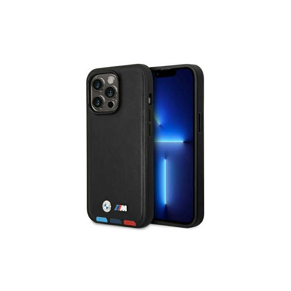 BMW BMHMP14X22PTDK iPhone 14 Pro Max 6,7 készülékhez bőrtok Tricolor Magsafe fekete