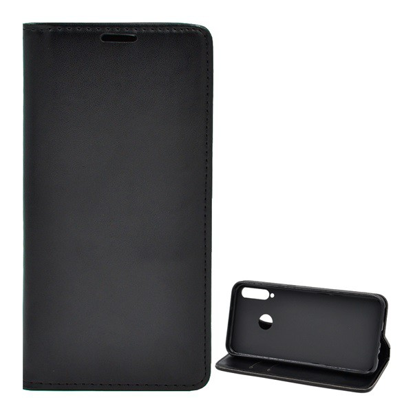 Tok álló, bőr hatású (FLIP, oldalra nyíló, asztali tartó funkció) FEKETE [Huawei P40 Lite E / Y7p] (5996457952267)