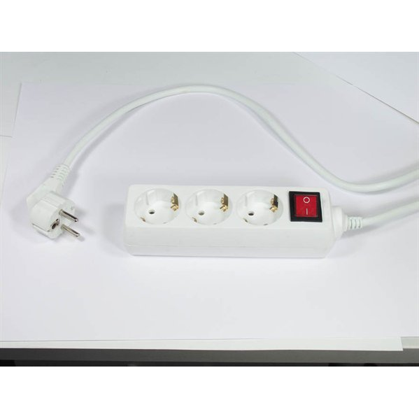 220V hálózati elosztó kapcsolóval 3 aljzatos 3m - Fehér (25563/HK3-3M)