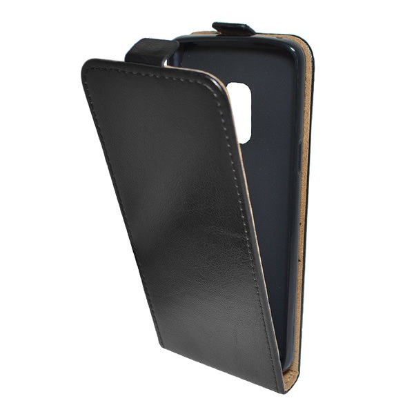 Tok álló, bőr hatású (FLIP, lefelé nyíló, szilikon tartó) FEKETE [Samsung Galaxy S9 (SM-G960)] (5996457752782)
