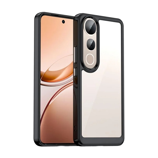 Szilikon telefonvédő (ütésállóság, átlátszó hátlap) FEKETE Vivo V50 Lite "Gigapack csomagolás" (GP-171595)