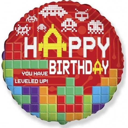 Lego Mintázatú Happy Birthday Bricks Fólia Lufi - 48 cm (484986)