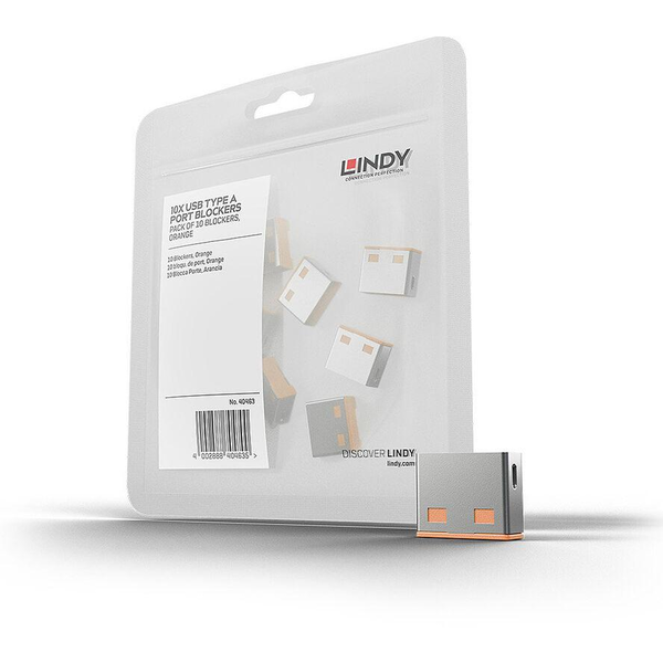 Lindy 40463 poortblokker USB Type-A Oranje Acrylonitrielbutadieenstyreen (ABS) 10 stuk(s)