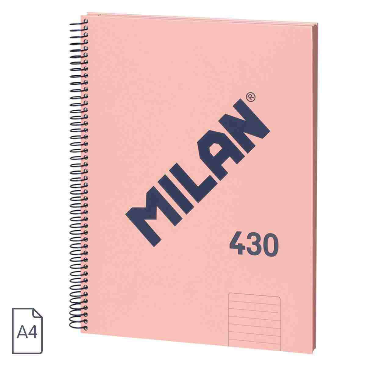 MILAN A4 ring binder with lined paper, pink (MI57142E80P )