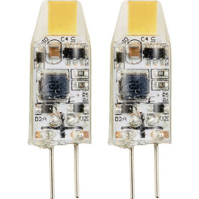 Sygonix SY-6442038 LED EEK F (A - G) G4 1 W = 10 W Melegfehér (Ø x H) 10 mm x 30 mm 2 db (SY-6442038)