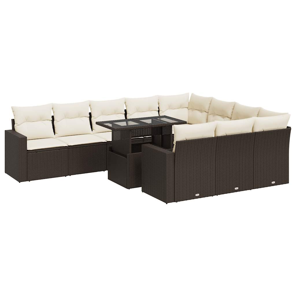 11 részes barna polyrattan kerti ülőgarnitúra párnákkal (3326394)