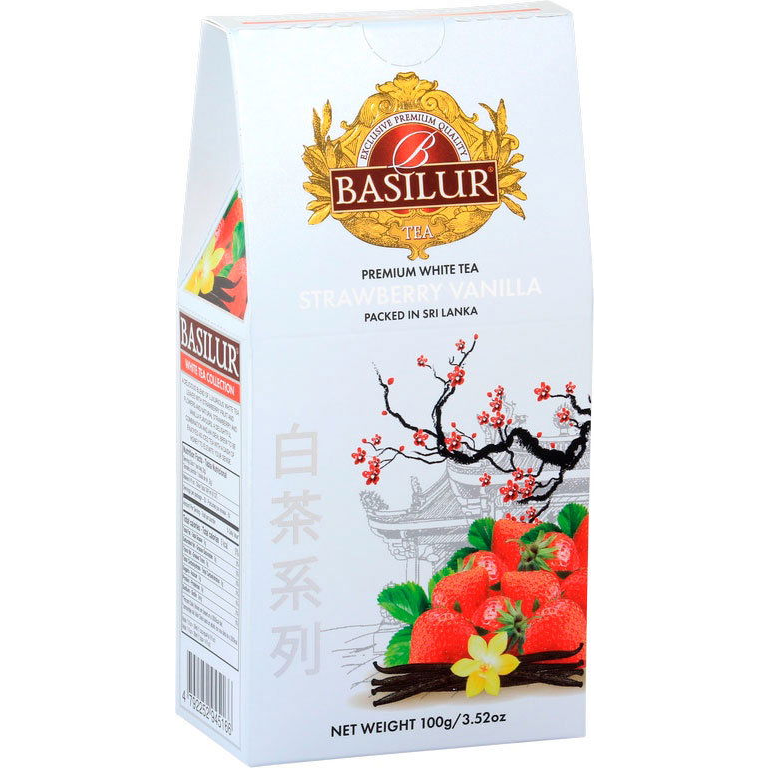 BASILUR White Tea Strawberry Vanilla papír 100 g (4792252945166)
