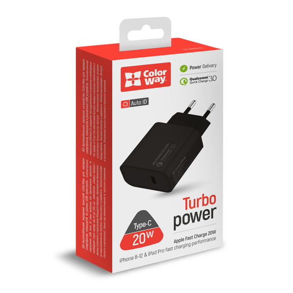 Colorway CW-CHS026PD-BK USB-C Hálózati Töltő Adapter 20W - Fekete