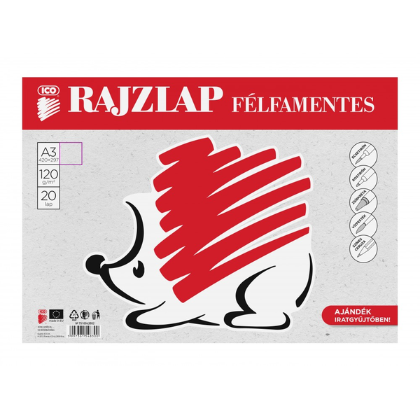 ICO Süni 20 lapos A3 félfamentes rajzlap