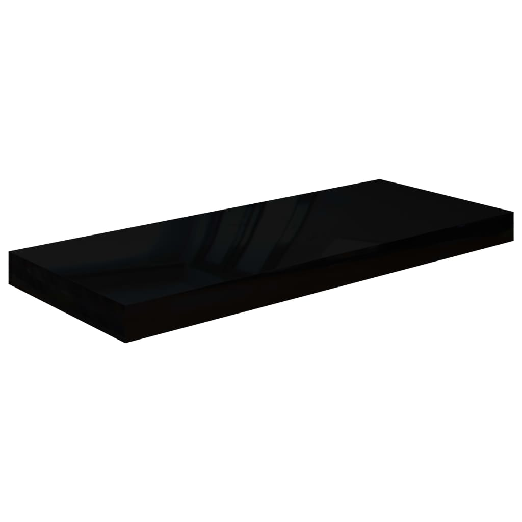 magasfényű fekete MDF fali polc 60 x 23,5 x 3,8 cm (323769)