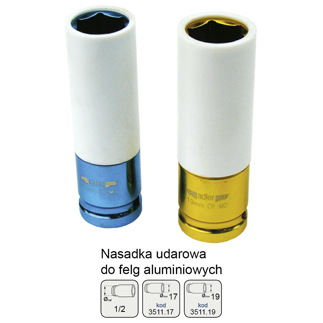 Ütvefúró dugókulcs Cr-Mo könnyűfém felnikhez 1/2