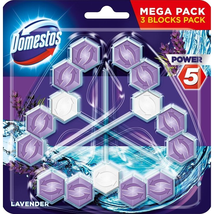 Domestos Power5 WC-frissítő rúd levendula ilattal (3x55 g) (8714100193471)