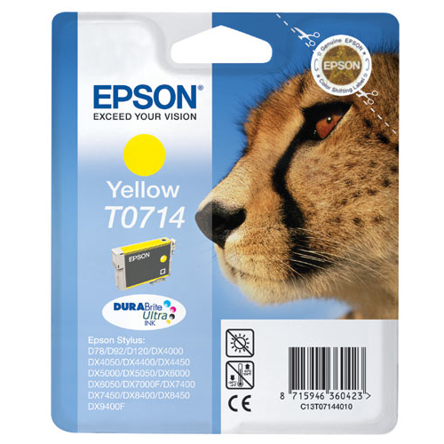Epson Cheetah T0714 blækpatron 1 stk Original Gul