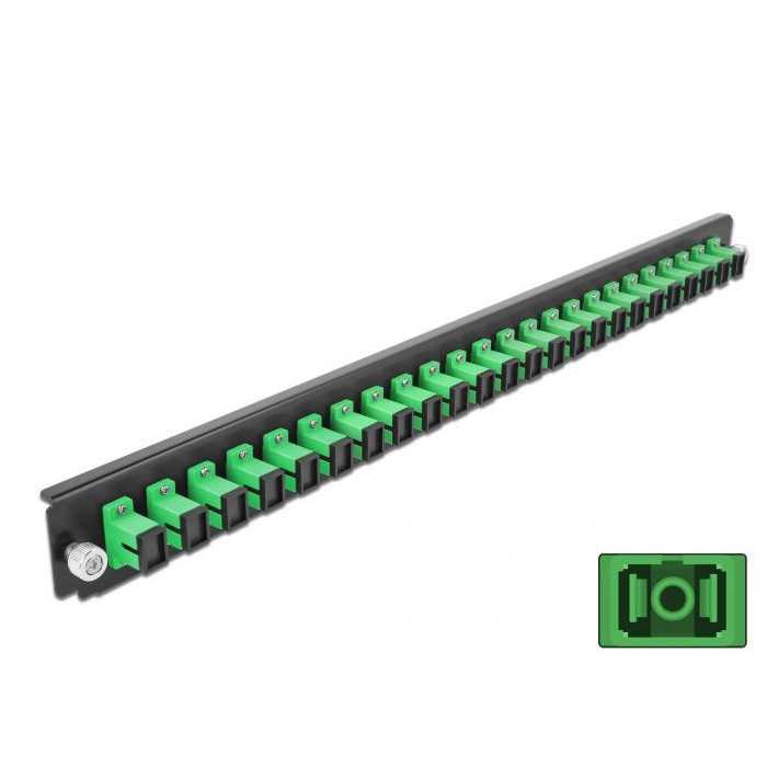 Delock 19” kötő doboz első panele 24 porttal SC Simplex fekete-zöld (43352) (delock43352)